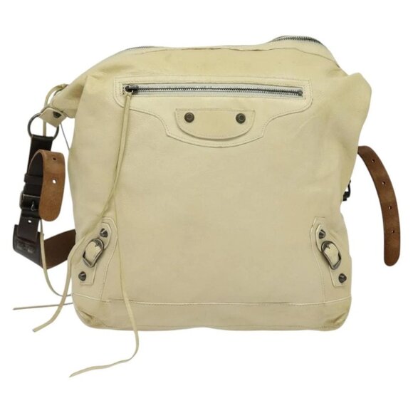 BALENCIAGA The Day Shoulder Bag Leather Beige Auth - Picture 9 of 14